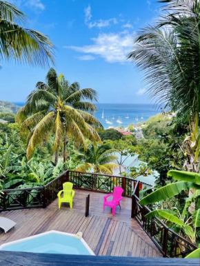 Villa de 3 chambres avec vue sur la mer piscine privee et terrasse amenagee a Deshaies a 1 km de la plage